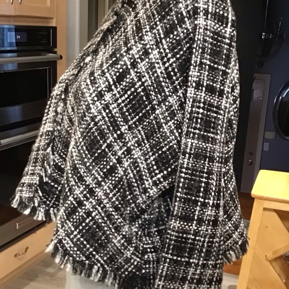 Zara Black and White Plaid sweater/ poncho - Picture 2 of 8